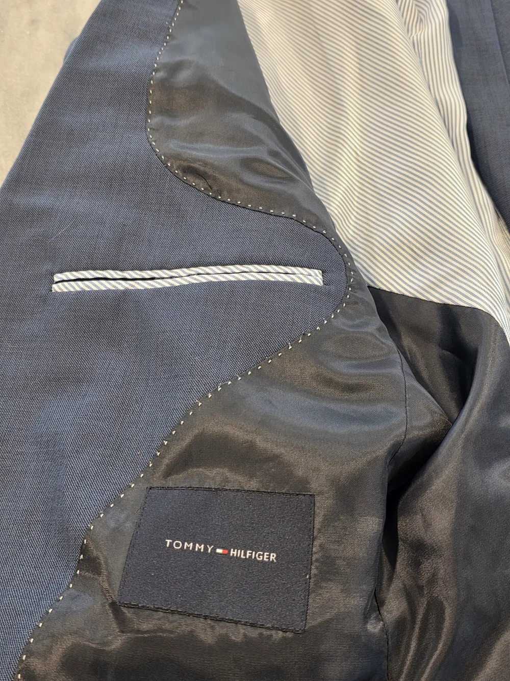 38S Men's Tommy Hilfiger 100% Wool Blazer Textured Blue Sport Coat Flawless